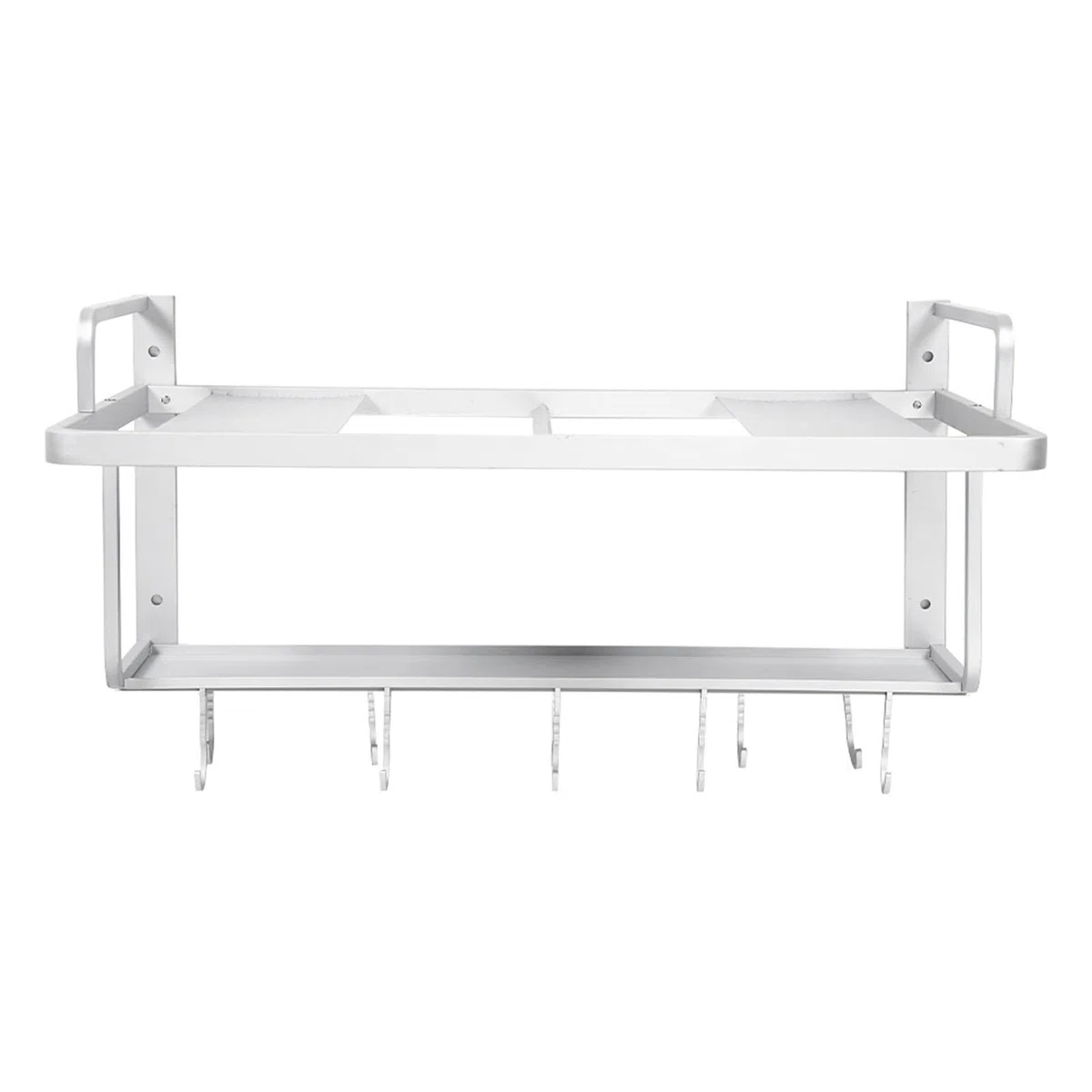 Support de Four à Ondes à Double Couche en Aluminium, Multi-Crochets pour Suspendre L'étagère de Rangement de Cuisine, Organisateur 55x38.5x25cm