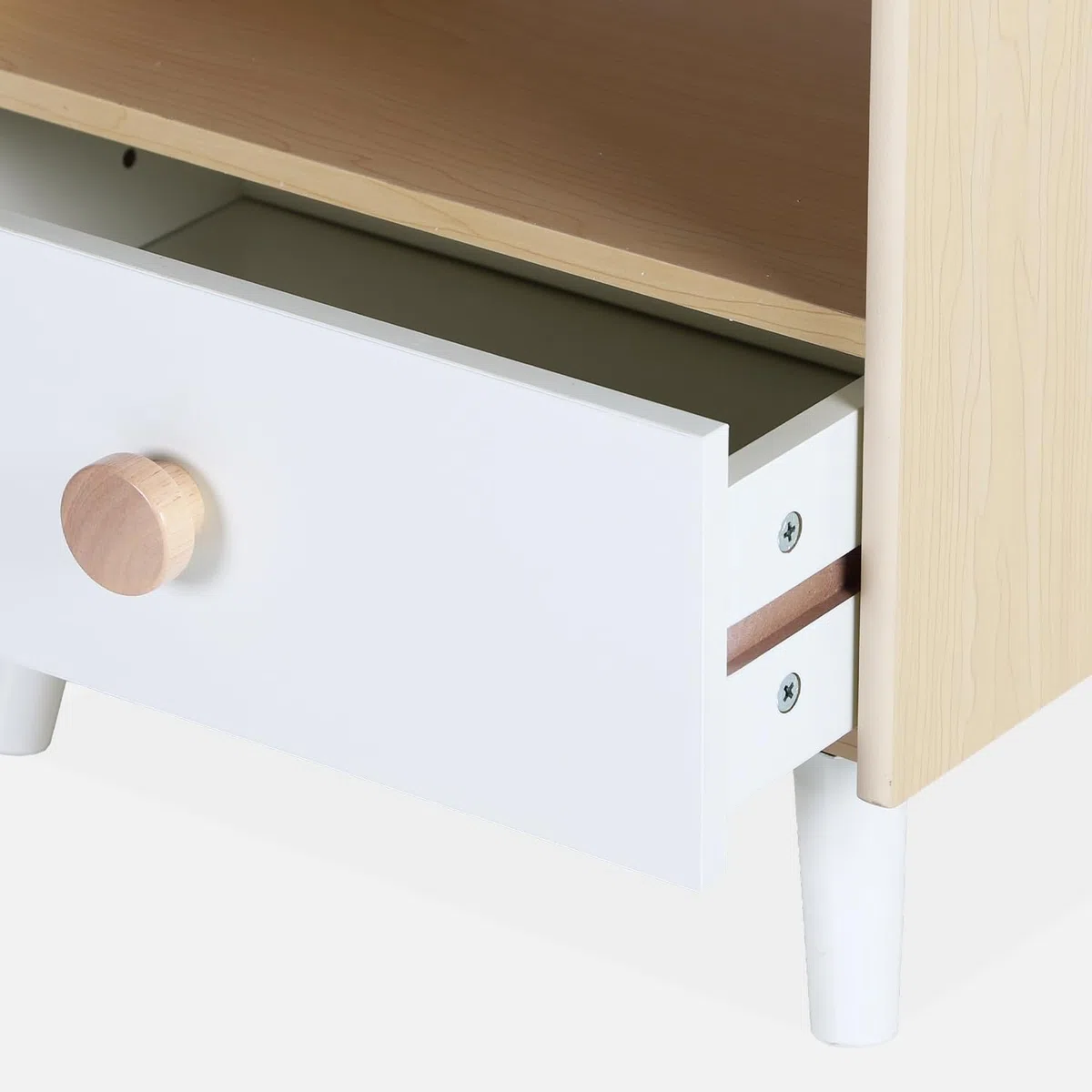 sweeek - Table de Chevet Enfant Effet Bois. Blanc. 1 tiroir