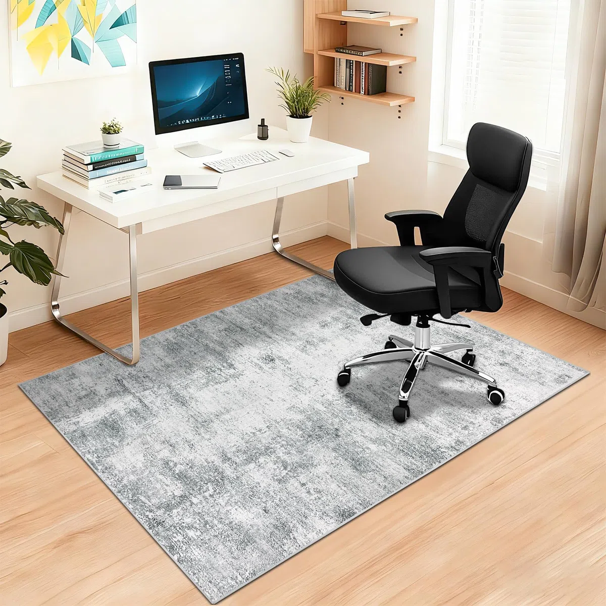 Capslpad - Tapis de chaise de bureau pour plancher en bois dur - 120x150 cm - Antidérapant moderne abstrait - Tapis de chaise multi-usage à poils courts - Protection de sol pour tapis - Tapis de