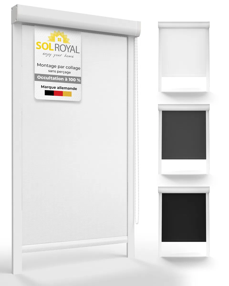 Sol Royal Store Cassette K24 Store occultant Isolant - 70x175cm - Blanc - avec Cadre Complet - Montage sans perçage