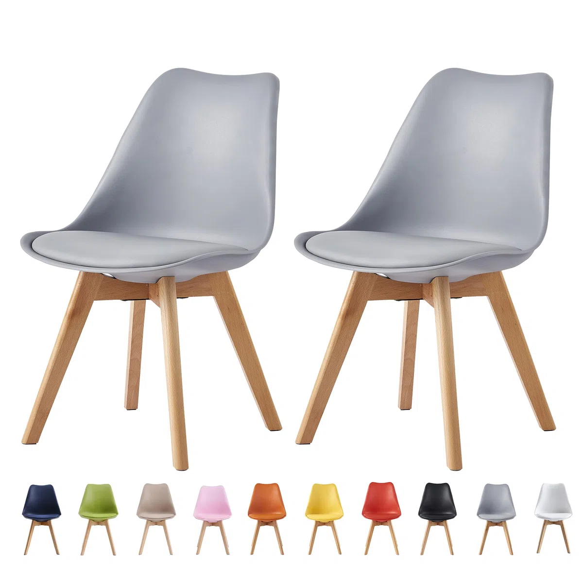 mcc direct Lot de 2 chaises de Salle à Manger, de Cuisine, de Bureau, Chaise Coque Design, Eva, Gris
