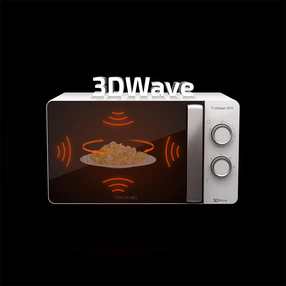 Cecotec Micro-ondes ProClean 3010. Capacité de 20 L, Revêtement Ready2Clean, 700 W de Puissance, 6 Niveaux de Fonctionnement, Minuterie 30 minutes, Mode Décongeler, Finition en Blanc.