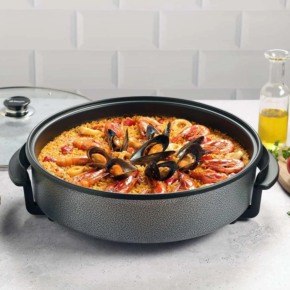 Orbegozo Autocuiseur électrique PZ 4270, 42 cm, 1500 W, capacité 10 litres, couvercle en verre avec poignée et valve de sécurité