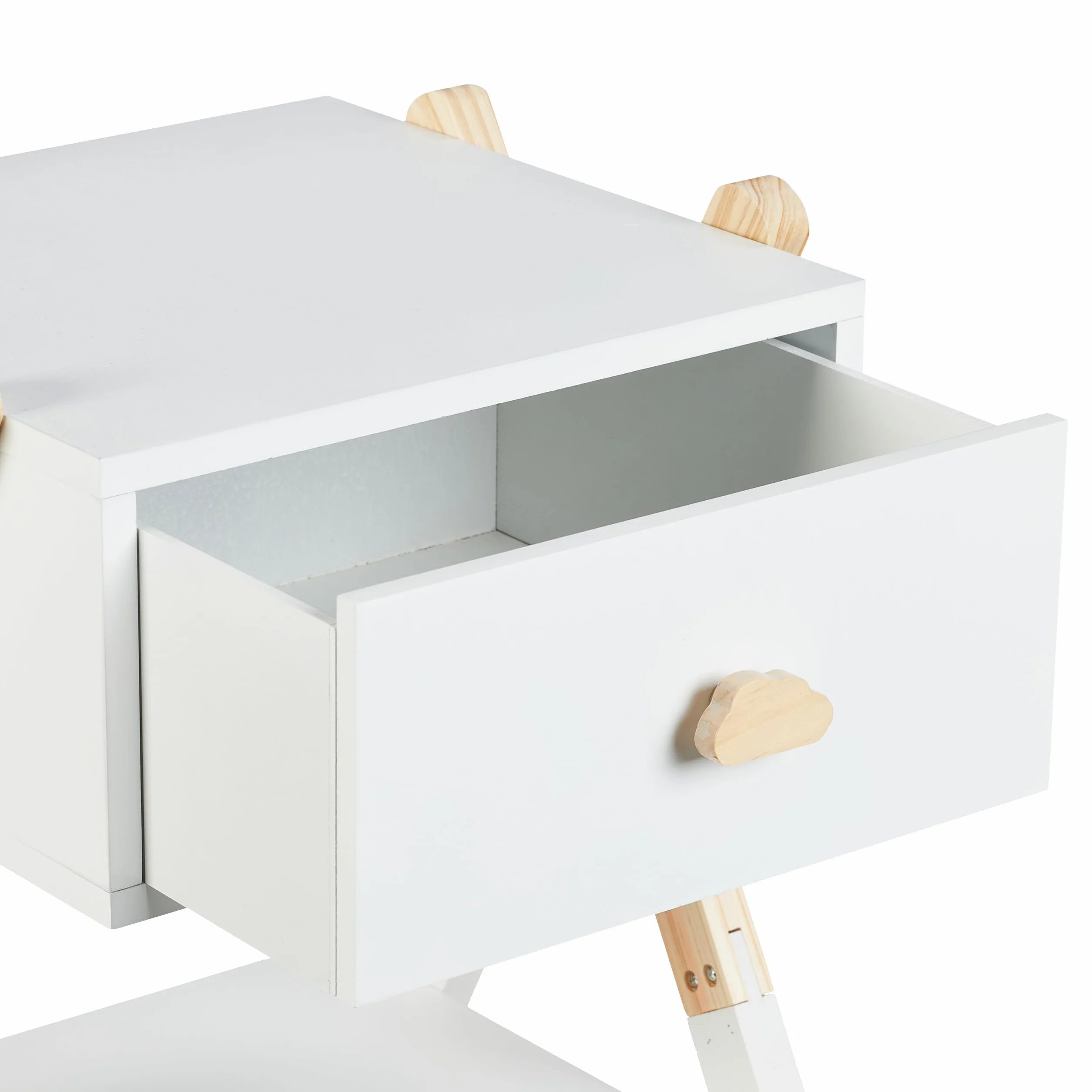 Relaxdays Table de Chevet, pour Votre Bout de Chou, Bois de pin & MDF, H x L x P : env. 42 x 34 x 32 cm, Blanc et Nature
