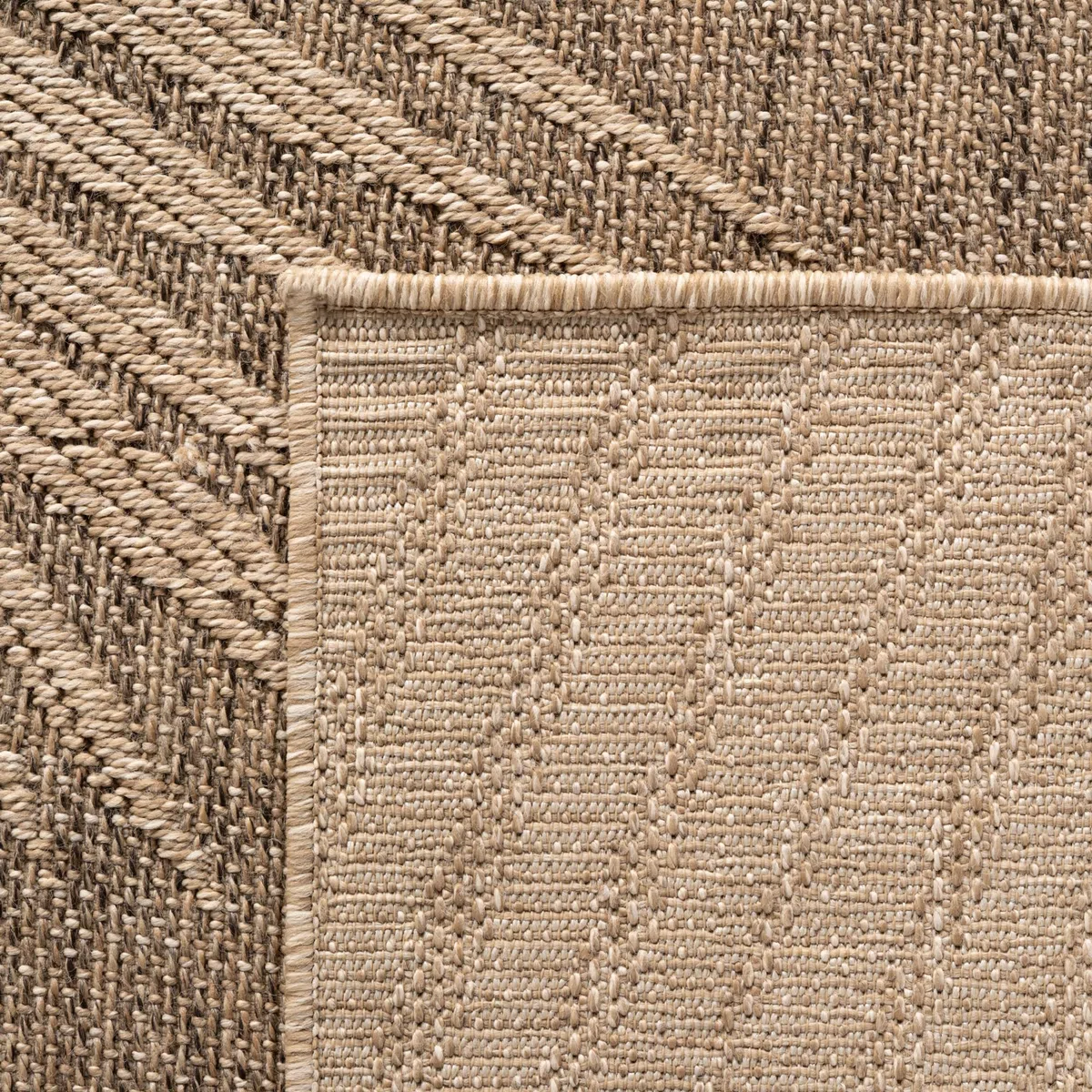 SIMPEX Tapis Extérieur Rond 160 cm Résistant aux Intempéries Facile d'entretien Aspect Jute Naturel Design Palmiers pour Terrasse Jardin Salon Salle à Manger