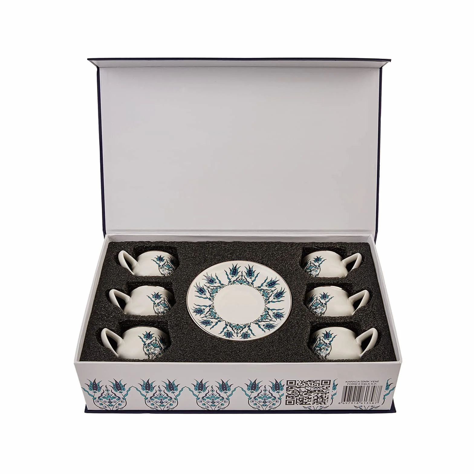 Karaca İznik New Form Ensemble de tasses à café 6 pièces, Service à Café Porcelaine, Tasses à Thé, Expresso, Latte Classique, Türk Kahve Fincanı, Café Turc