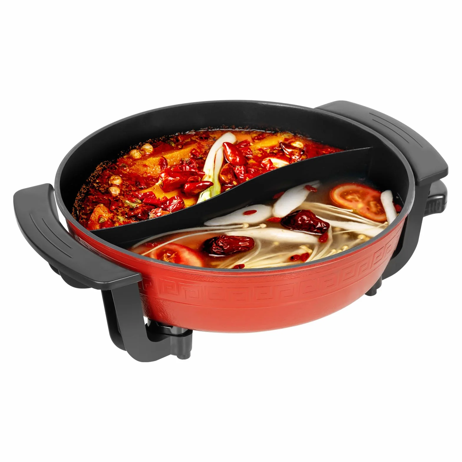 Food Party - Hot Pot électrique - 6 l - 1360 W - Avec 5 niveaux de température - Pour rôtir, cuire, mijoter, cuire - Revêtement anti-adhésif