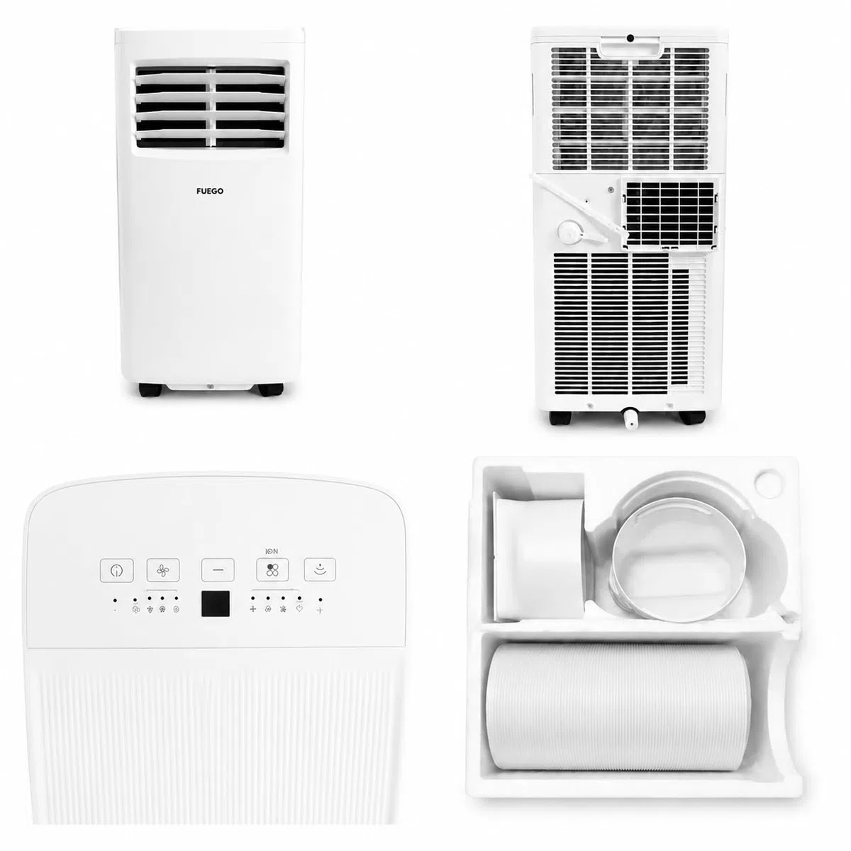 Fuego Climatiseur Mobile 3-en-1 8900 BTU R290 | Refroidissement 2600 W, Déshumidificateur 1,0 l/h, 31 x 35,8 x 68,2 cm, Débit d'air 330 m³, Niveau sonore 62-64 dB