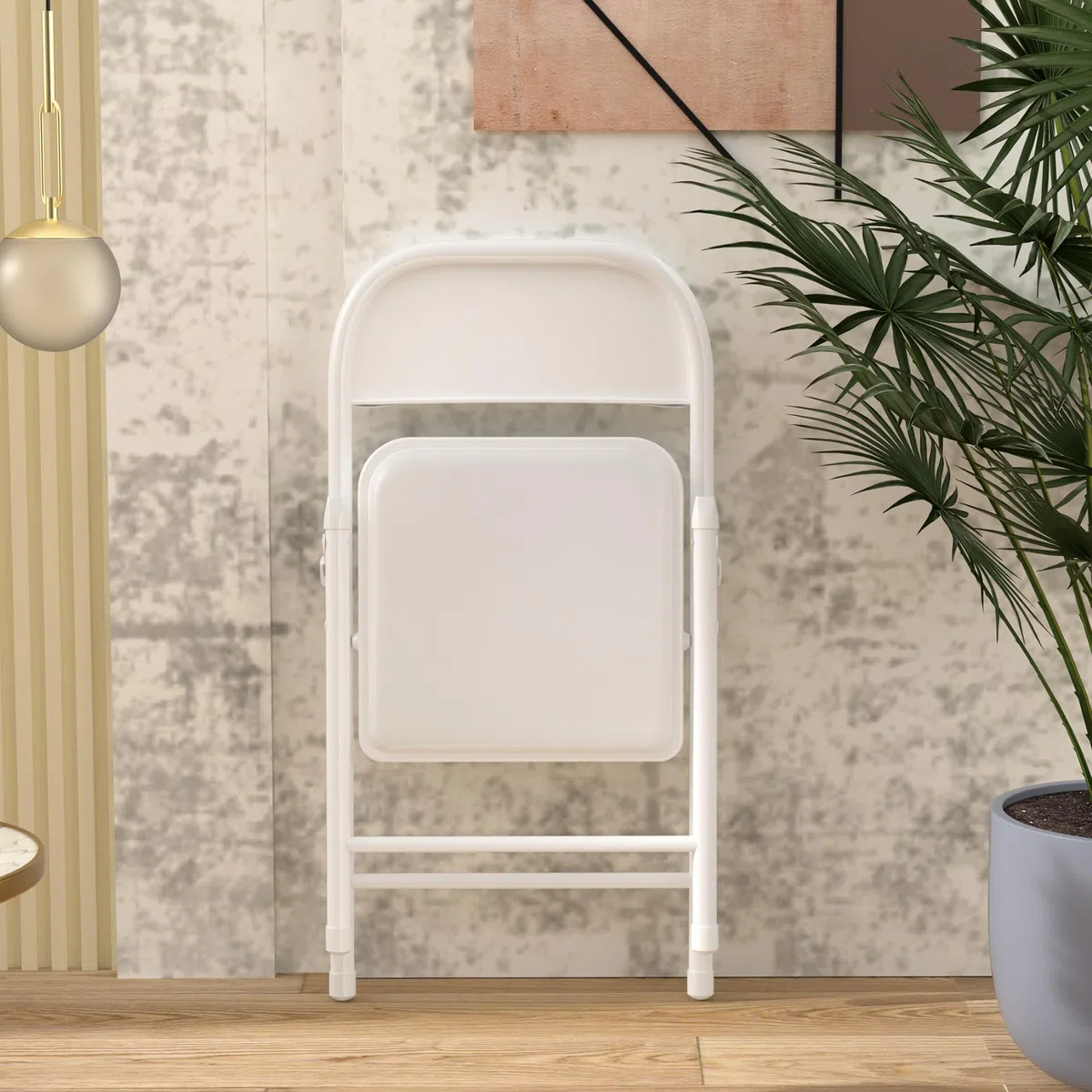 lot 2 Chaise Pliante Salle a Manger Interieures Exterieur, Chaise Camping Pliante Confortable avec Assise Rembourrée en Simili Cuir, Chaises Pliantes de Cuisine, Terrasse, Jardin, Blanche