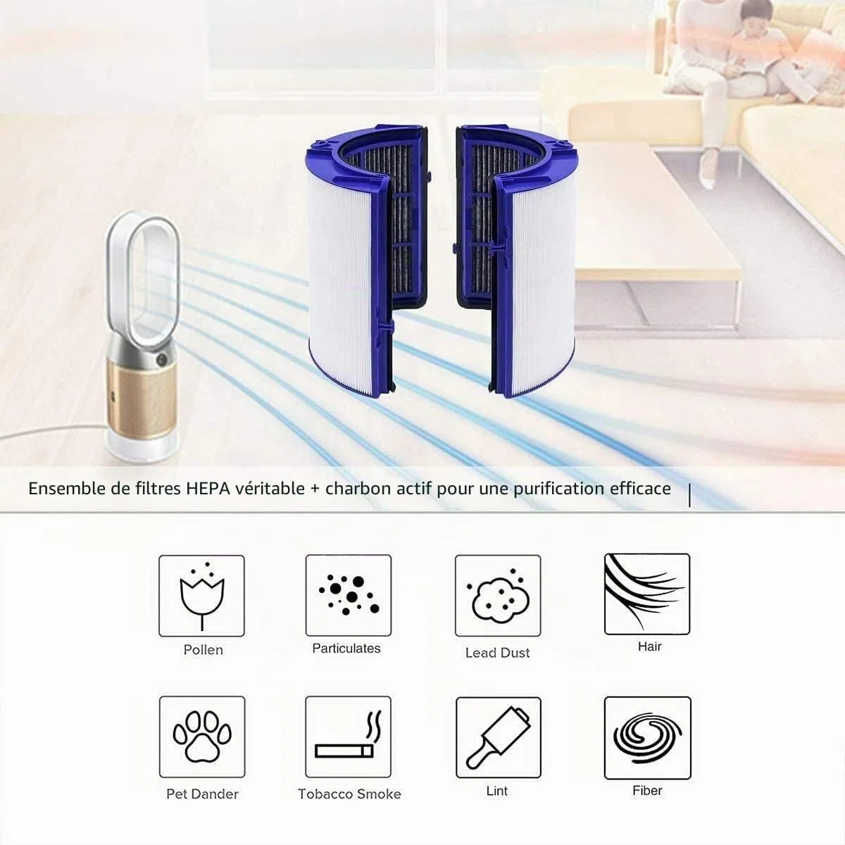 Filtre HEPA et charbon compatible avec Dyson PH01 Pure Humidify + Cool | HP06 Pure Hot + Cool Cryptomic, TP06, TP09, HP06, PH01, PH02, TP07, HP07, HP09, 970341-01, 965432-01