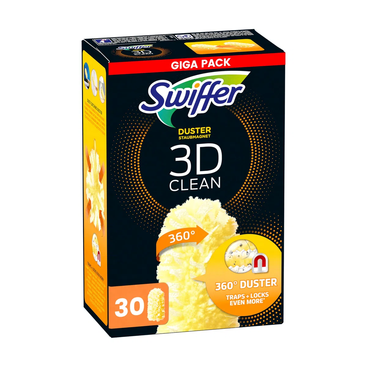 Swiffer Plumeau Duster, 30 Recharges (5x6), Attrape et Retient 3X Plus de Poussière et Cheveux qu'un Plumeau Classique, même dans Les Endroits Difficiles d'Accès, Manche Vendu Séparément