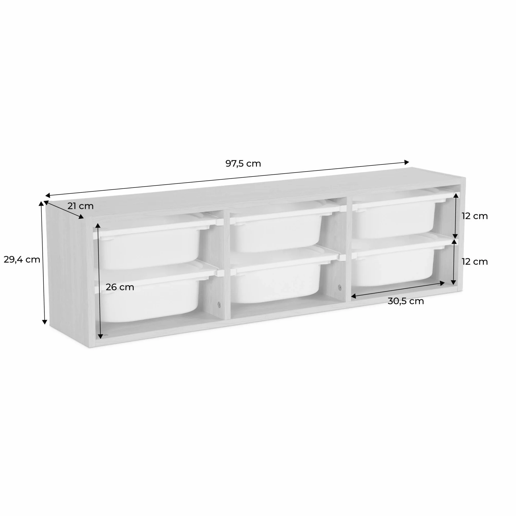 sweeek - Meuble de Rangement pour Enfant. Naturel. 6 bacs en Plastique