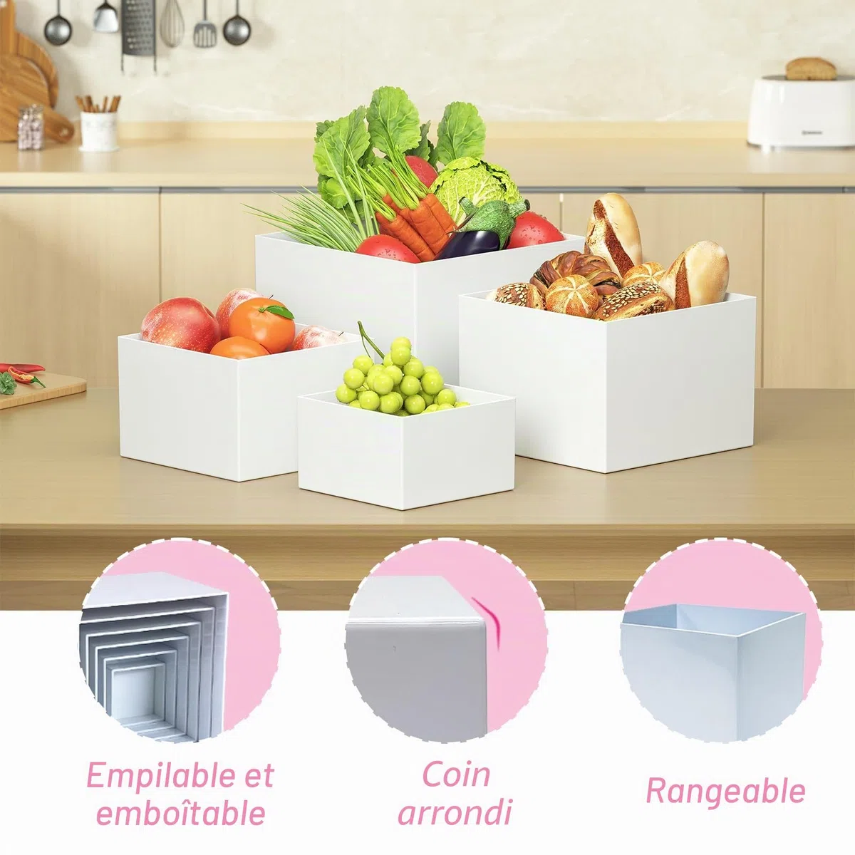 Afeeler Lot de 6 Presentoir Aperitif Buffet Cube, Présentoir a Gâteaux Acrylique avec fond creux, Supports de Buffet Mariage pour Traiteur Dessert Figurines Aliments (Blanc, 5-10in)