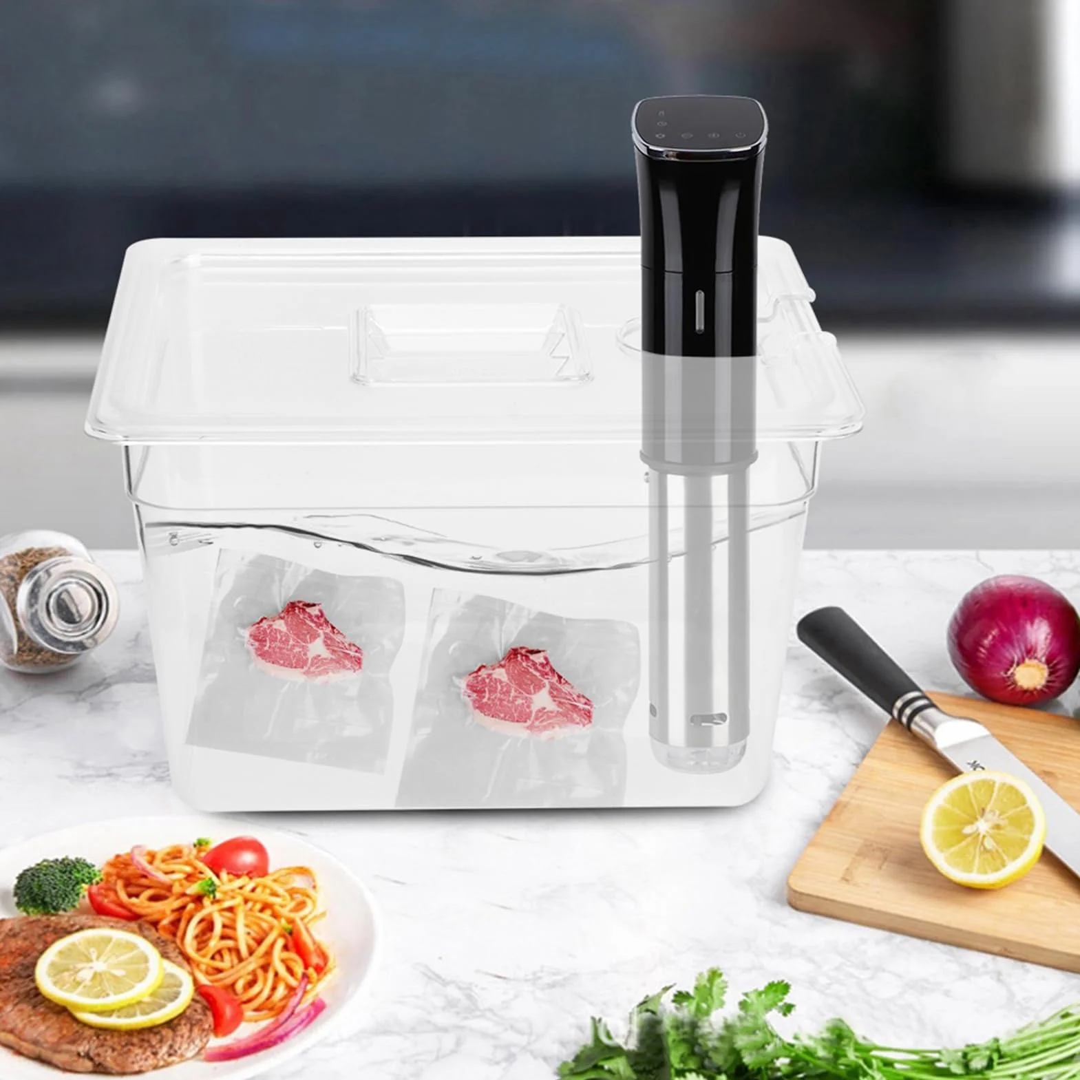 Récipient Sous Vide de 11 L avec Couvercle pour Thermoplongeur – Accessoire de Bain-marie pour la Cuisson à Basse Température