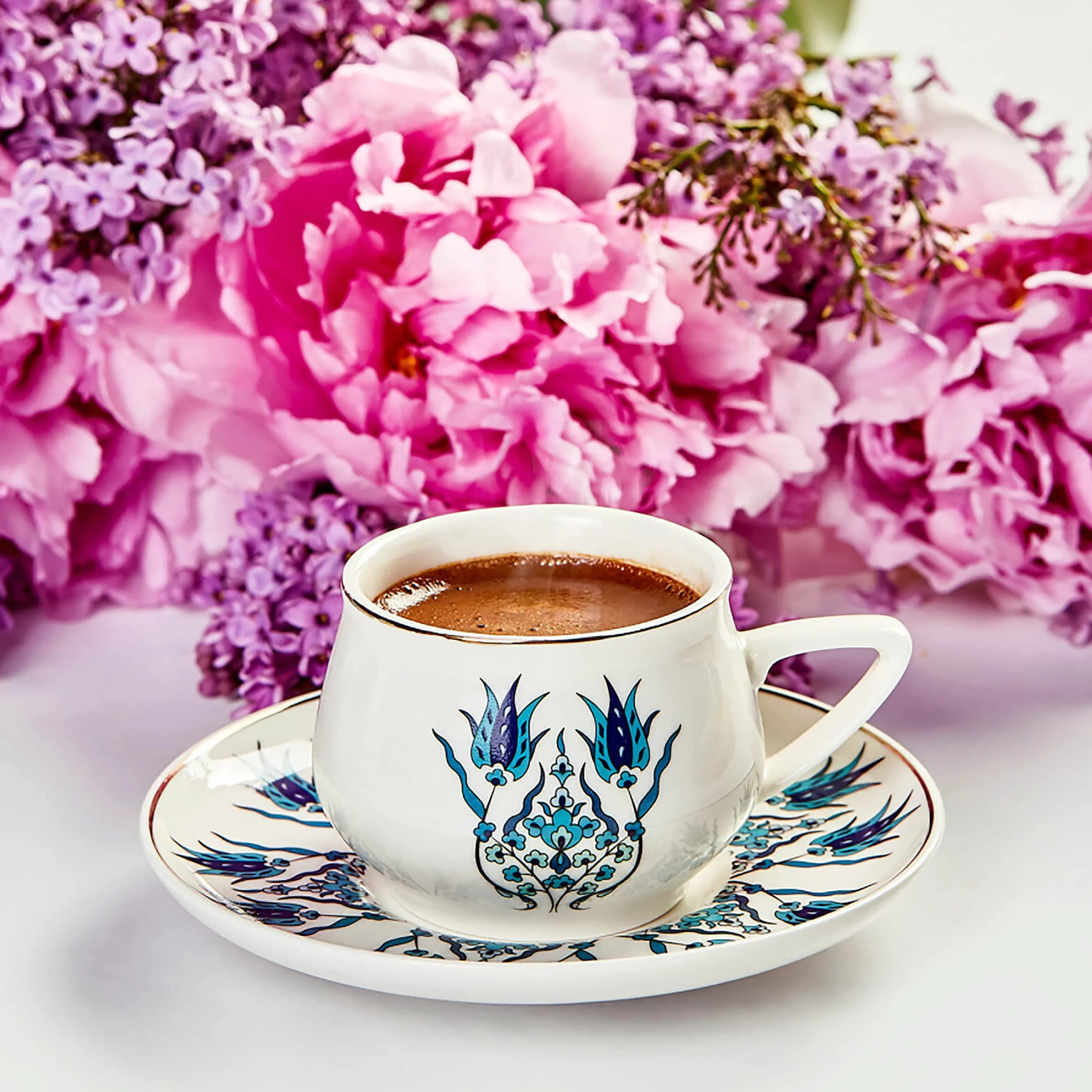 Karaca İznik New Form Ensemble de tasses à café 6 pièces, Service à Café Porcelaine, Tasses à Thé, Expresso, Latte Classique, Türk Kahve Fincanı, Café Turc