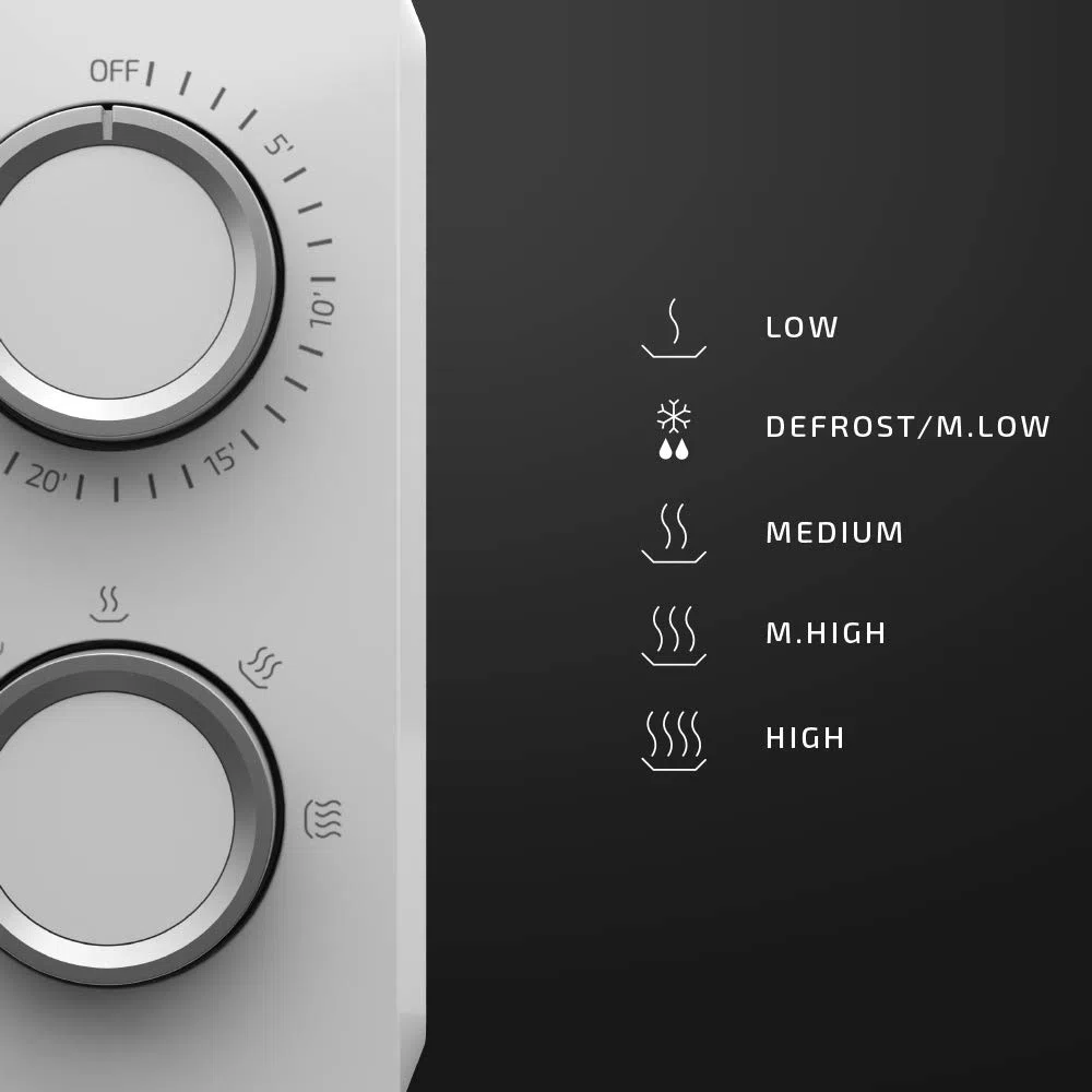 Cecotec Micro-ondes ProClean 3010. Capacité de 20 L, Revêtement Ready2Clean, 700 W de Puissance, 6 Niveaux de Fonctionnement, Minuterie 30 minutes, Mode Décongeler, Finition en Blanc.