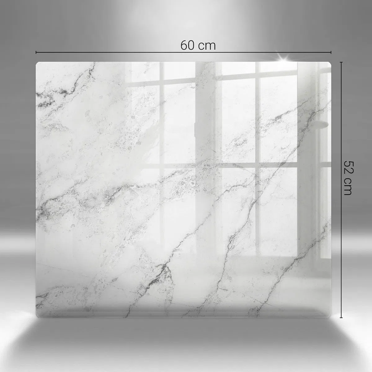 Planche à Découper pour la Cuisine 60x52 cm Avec Impression Décoration Résistant à la Chaleur Modernité Symétrique Contact Alimentaire Bords Polis Pieds Antidérapants - Marbre