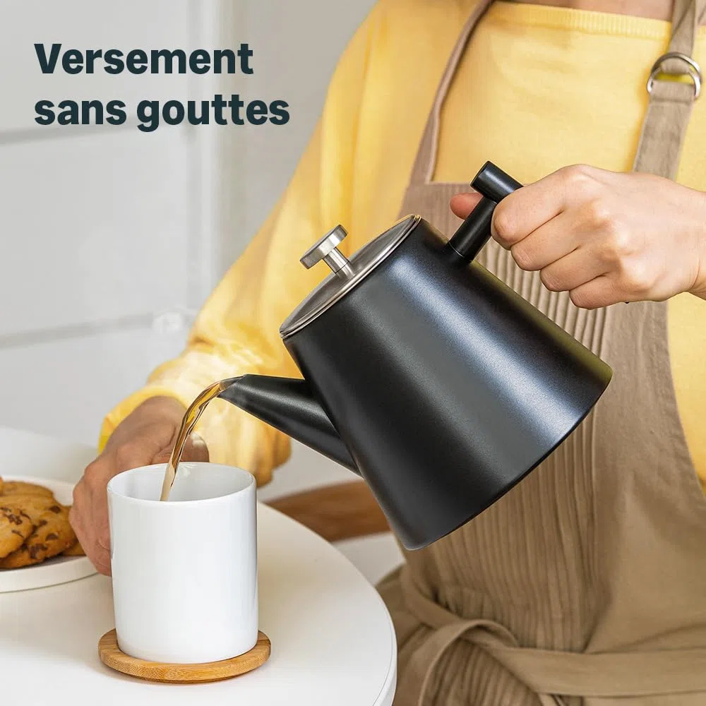 SILBERTHAL Théière avec Filtre Infuseur Amovible - Inox Double Paroi - 1 Litre - Garde la Chaleur