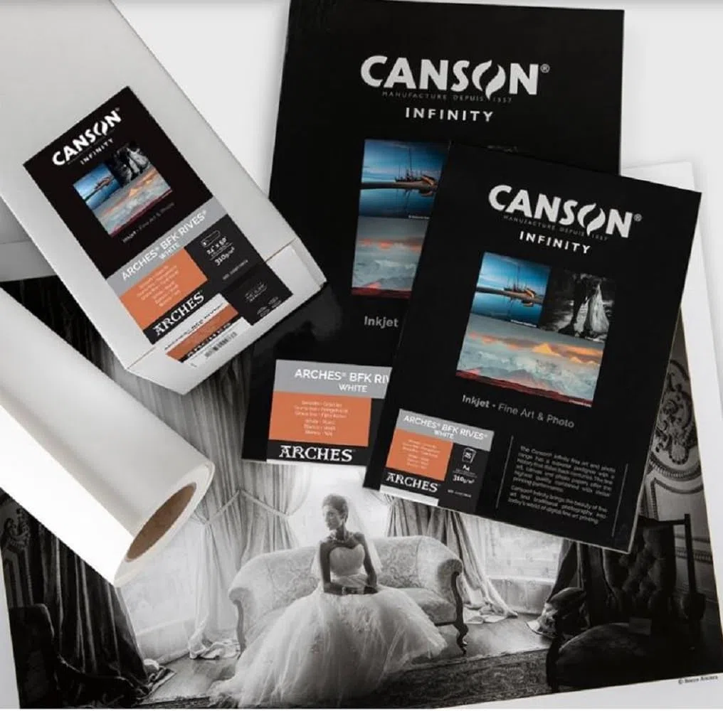 CANSON Infinity ARCHES BFK Rives White - Tirage papier Fine Art ARCHES - Boîte de 25 feuilles A4 - Grain Fin - Blanc - 310g/m²
