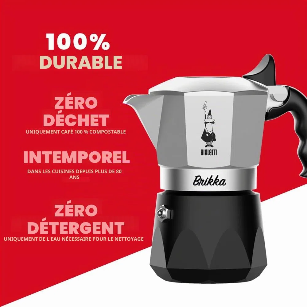 Bialetti New Brikka, Moka Pot, la seule cafetière capable de faire un expresso crémeux, 4 tasses, aluminium