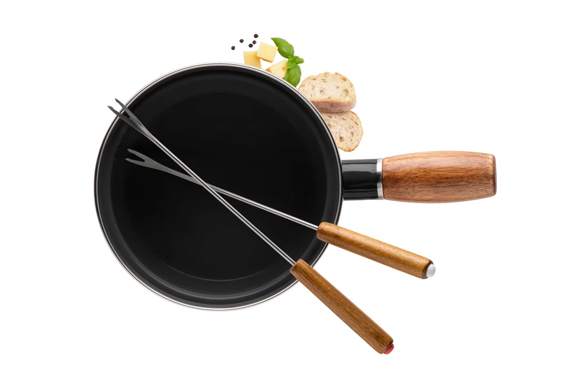 MÄSER, Service à fondue au fromage en émail noir pour 2 personnes, set à fondue pour deux personnes, émail, noir