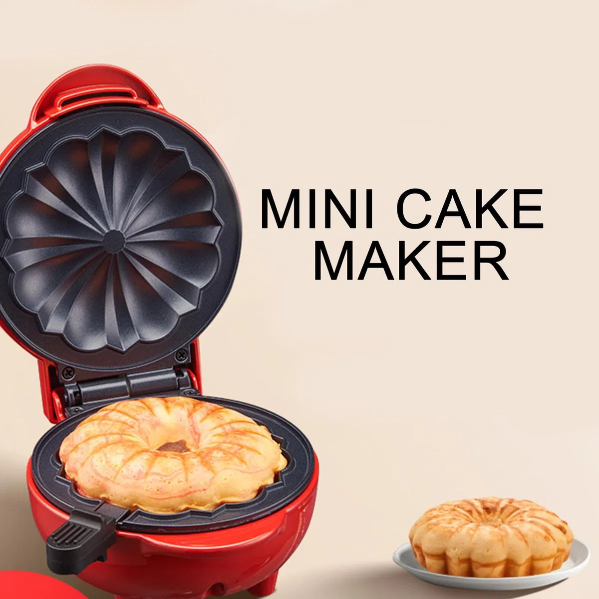 Machine à gâteaux, Machine à gâteaux, Machine à Beignets avec revêtement antiadhésif et Lampe de Travail de sécurité, Machine à gâteaux avec Chauffage Double Face pour Petit-déjeuner, collations