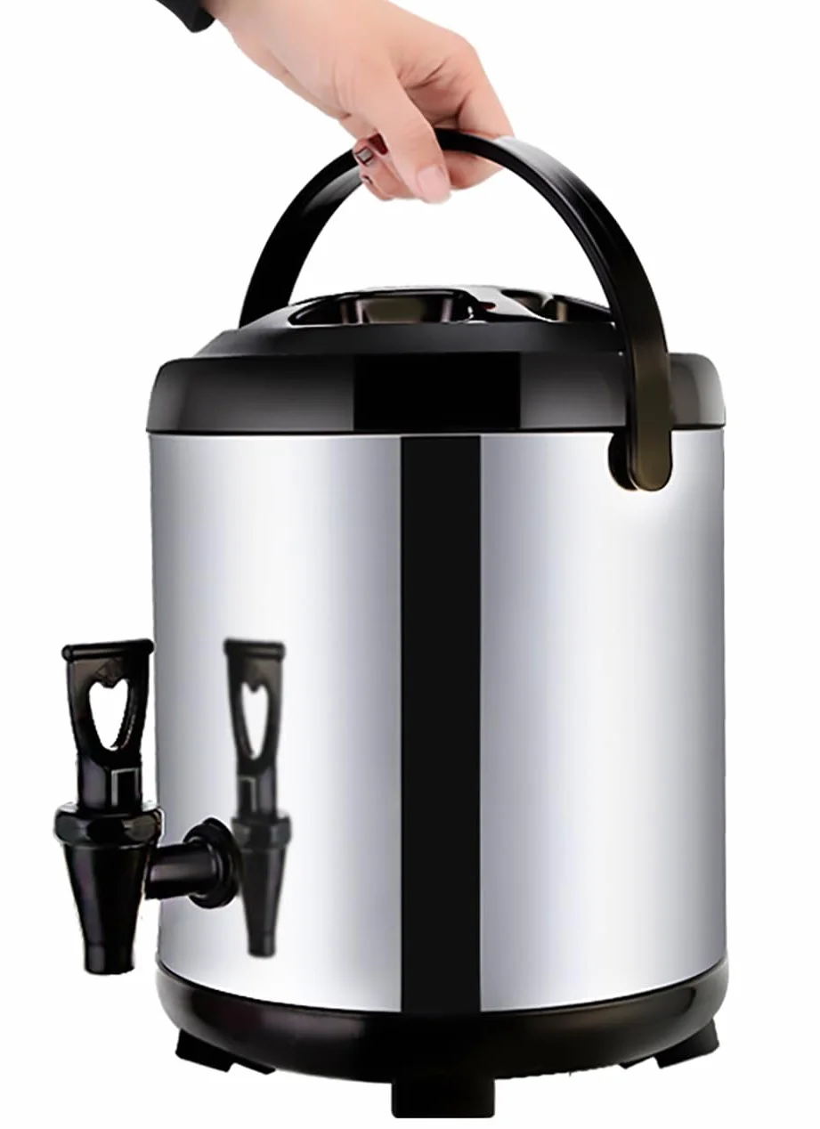 Urne de traiteur, 6 L/8 L/10 L/12 L/16 L/20 L Distributeur d'eau chaude avec robinet, seau isotherme en acier inoxydable pour eau chaude et boissons, 6 L