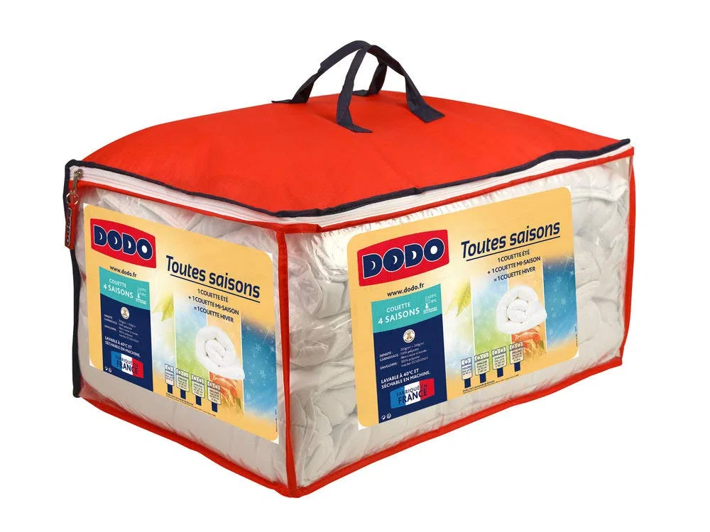DODO - Couette 4 Saisons Ultra Douce 220x240 cm - Convient 1-2 Personnes - Tissu 100% Polyester - Garnissage Synthétique 100% Polyester Fibre Volupt'Air - Toucher Peau de Pêche - Lavable à 40°C