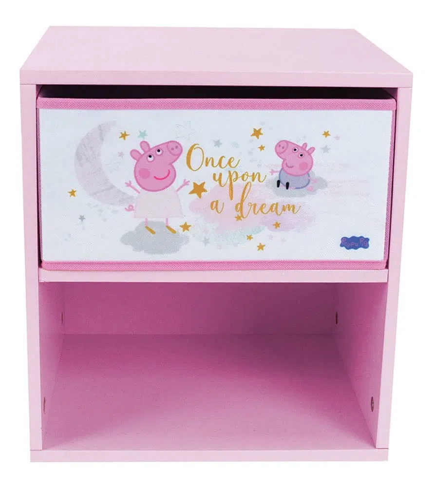 Fun House | Table de Chevet ou de Nuit Peppa Pig avec tiroir | H.36 X L. 33 X P. 30 CM | Mobilier Chambre Enfant | Facile à Monter | Livré avec Notice de Montage | Idée Cadeau Noël Anniversaire
