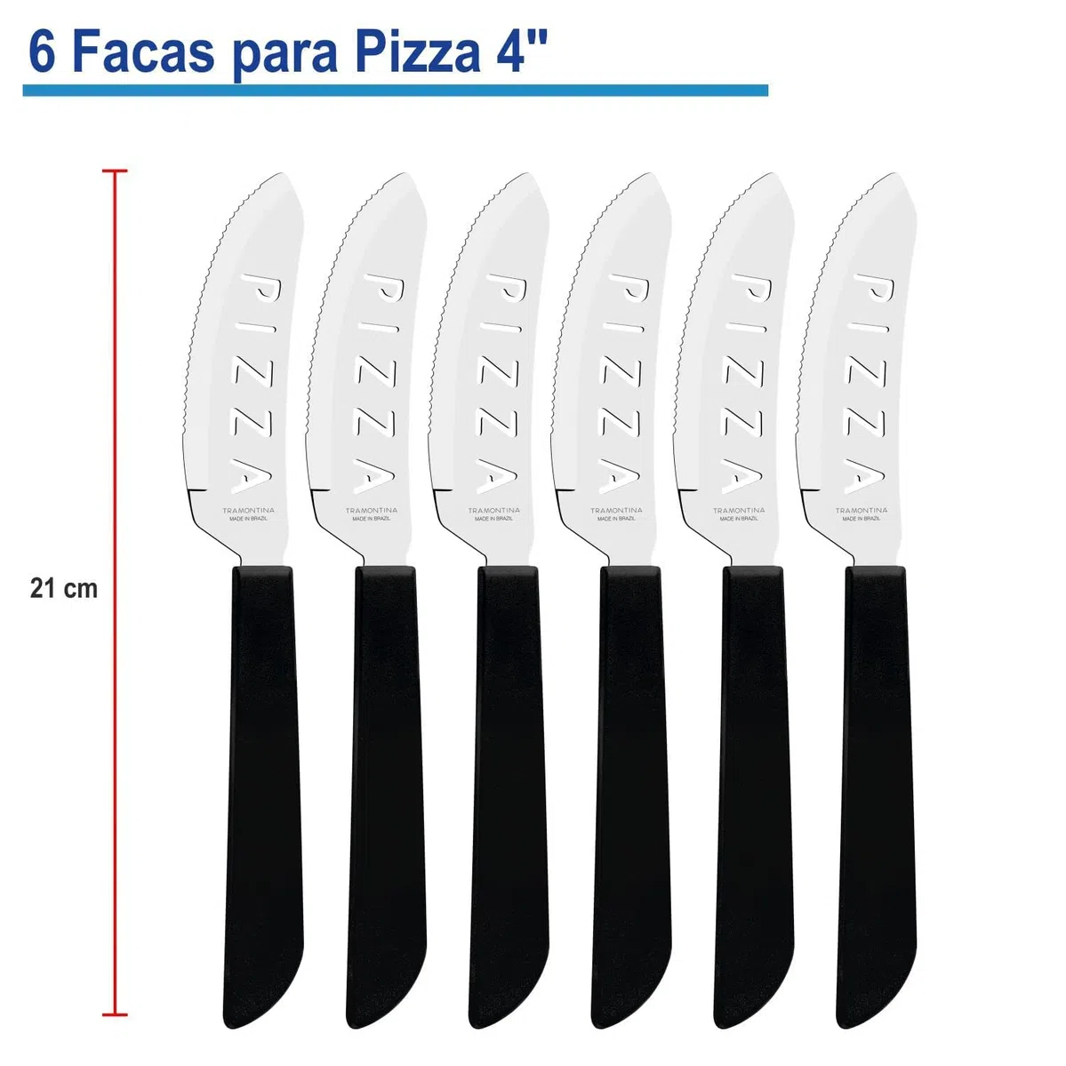 Tramontina - Couverts à pizza et ustensiles noirs 14pcs. Inox et plastique.