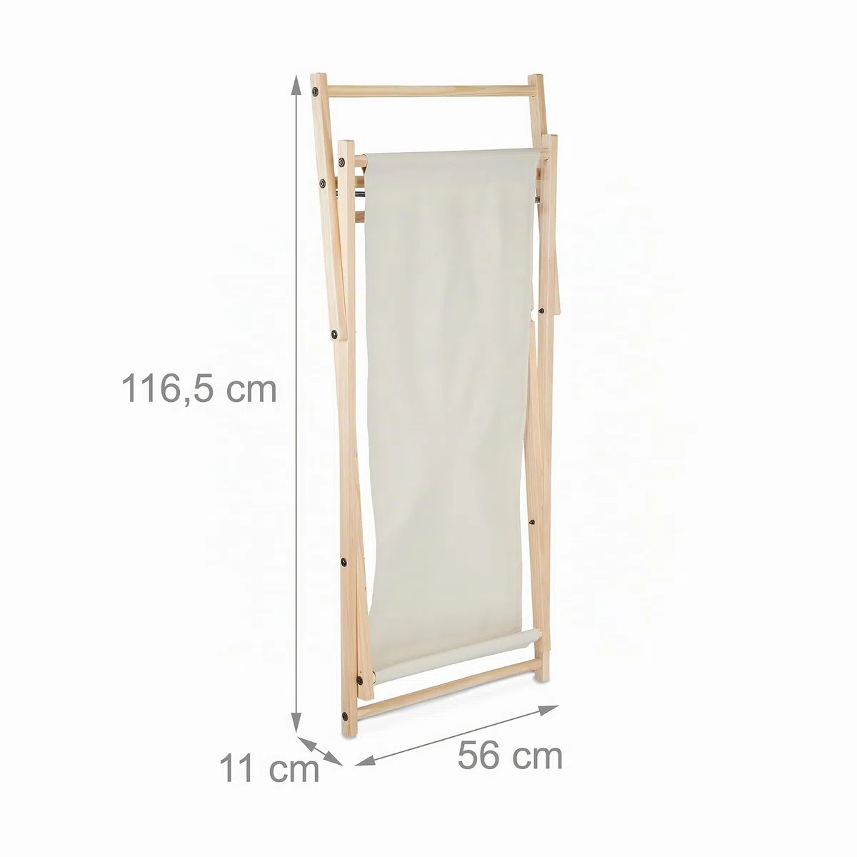 Relaxdays Chaise Longue Pliable, réglable, en Bois de pin & en Polyester, pour Jardin, Plage et Balcon, Beige