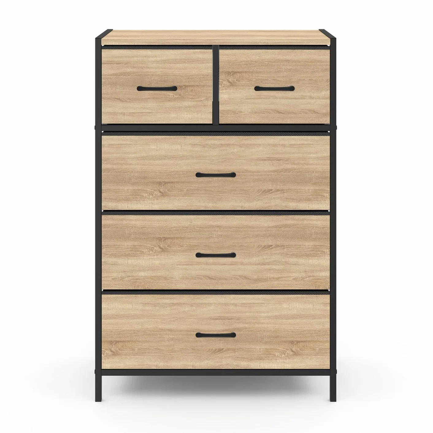 IDMarket - Chiffonnier 5 tiroirs en Tissu Utah 60 cm Commode semainier Design Industriel