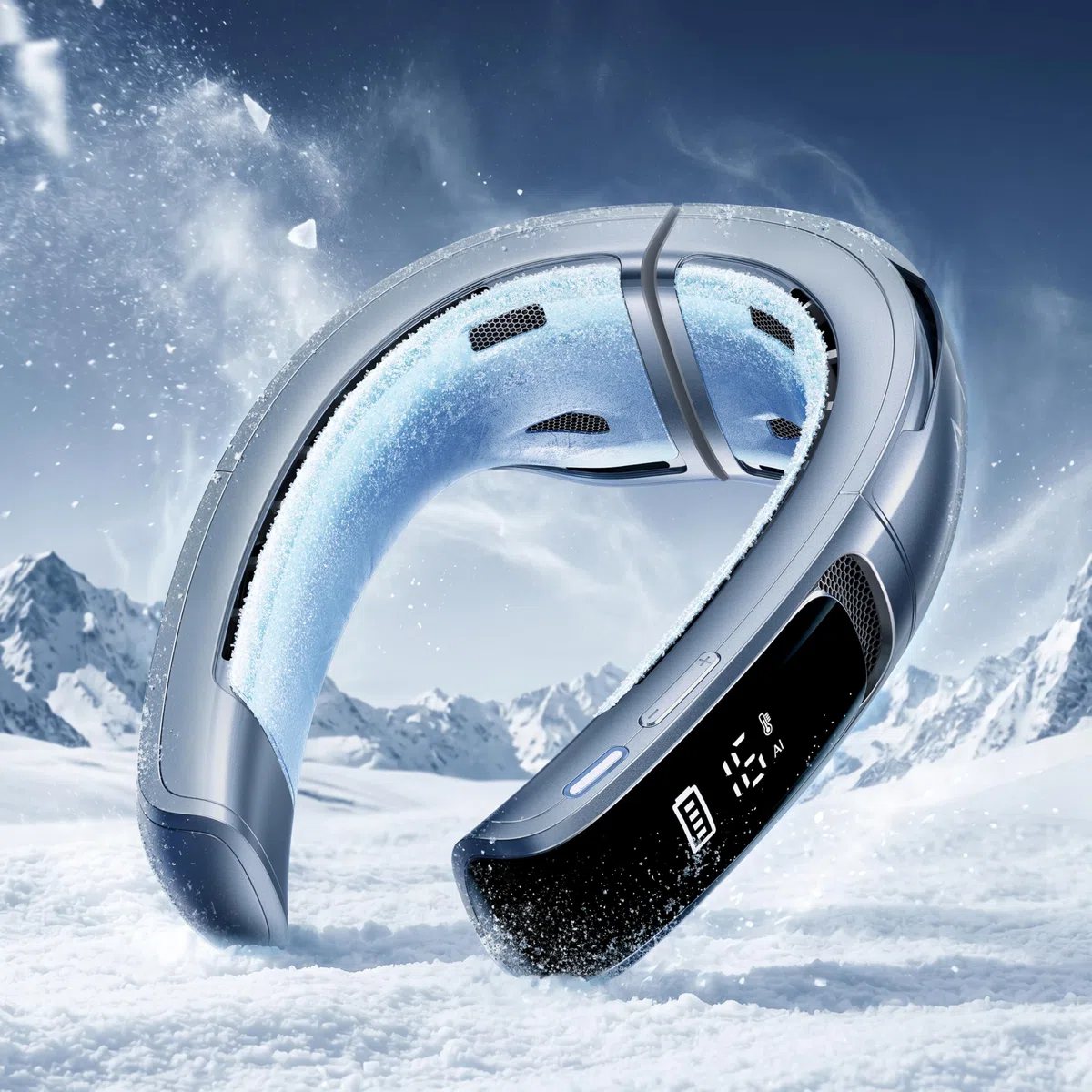 RANVOO AICE LITE MAX 2026 Climatiseur de Cou avec IA, Refroidissement Rapide Réel, Ventilateur de Cou Rechargeable 6000mAh, Flux d'Air à 720°, Cadeau Été Idéal pour Maman, Bleu Glacier