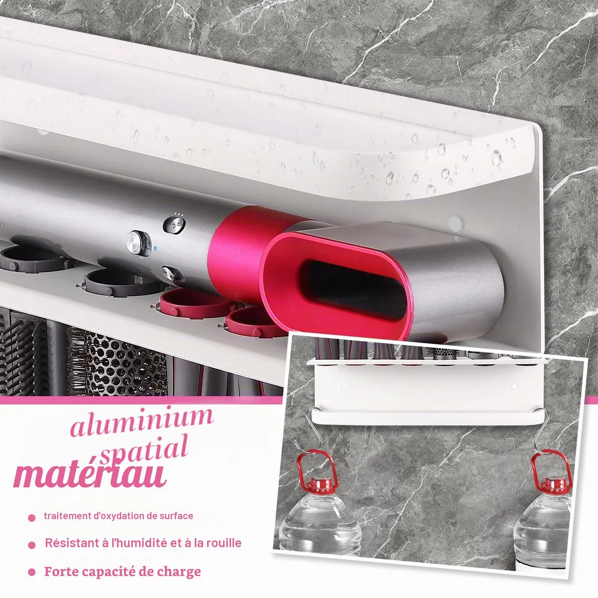 support pour Dyson Airwrap, support mural sans trous, blanc