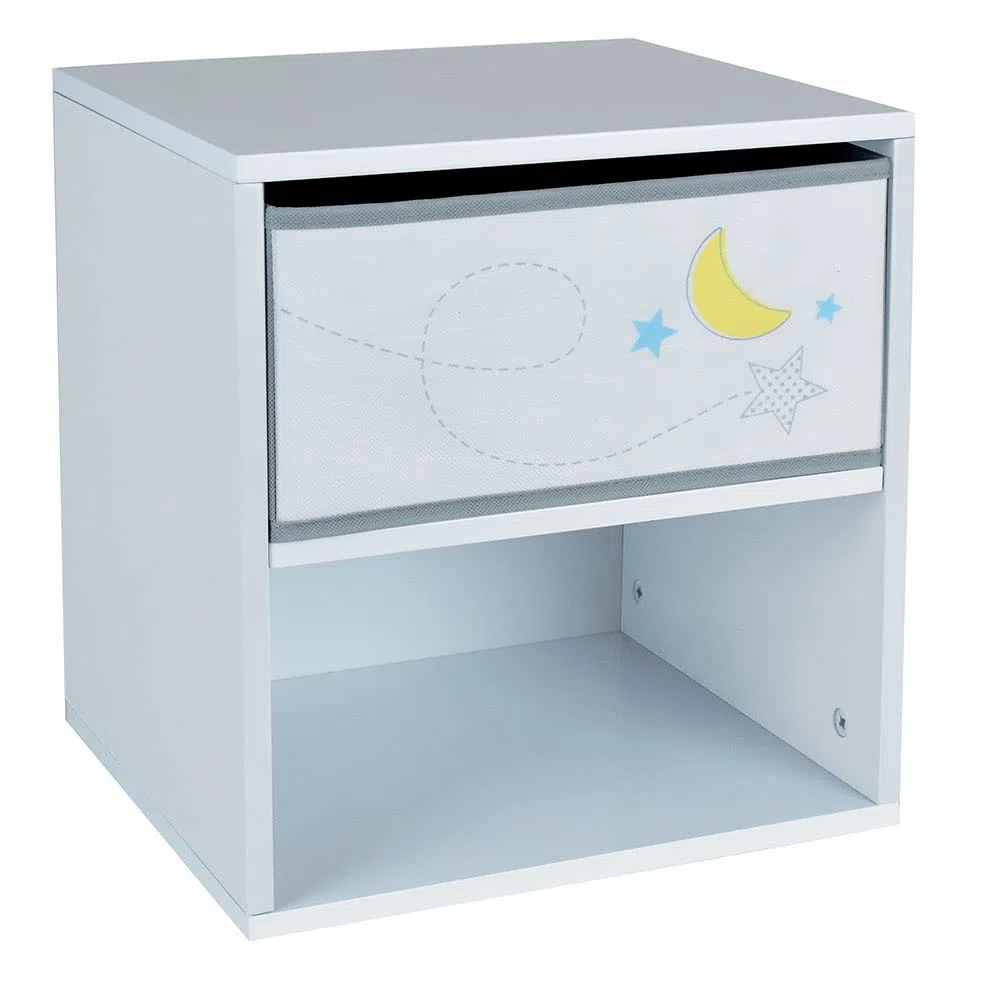 Fun House 713038 Espace Chevet/Table de Nuit avec tiroir H.36 X L. 33 X P. 30 CM pour Enfant, à partir de 2 Ans, Brun