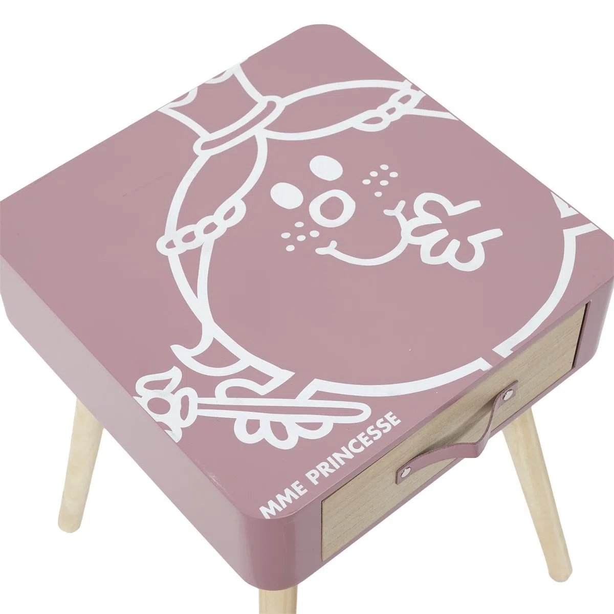 Table De Chevet Monsieur Madame - Madame Princesse - Rose - L 35 X H 48 X P 35 Cm