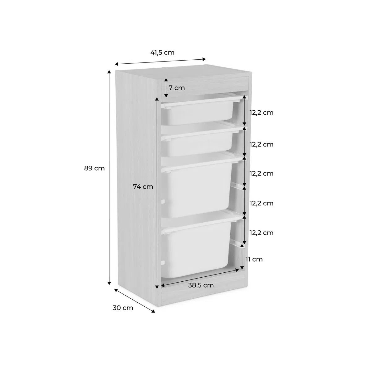sweeek - Meuble de Rangement Blanc Enfant 4 bacs de Rangement