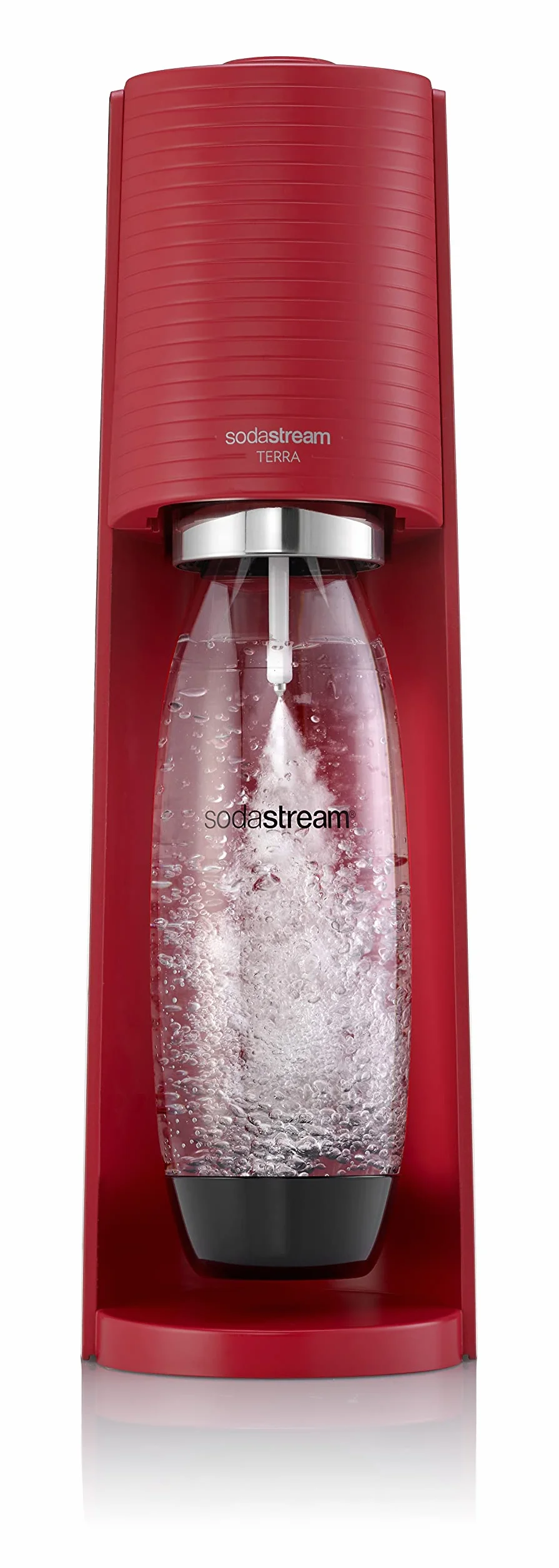 SodaStream TERRA Machine à Eau Pétillante Best-Seller | Pack 1 Bouteille 1L + 1 Recharge de Gaz 60L à Clipser | Rouge