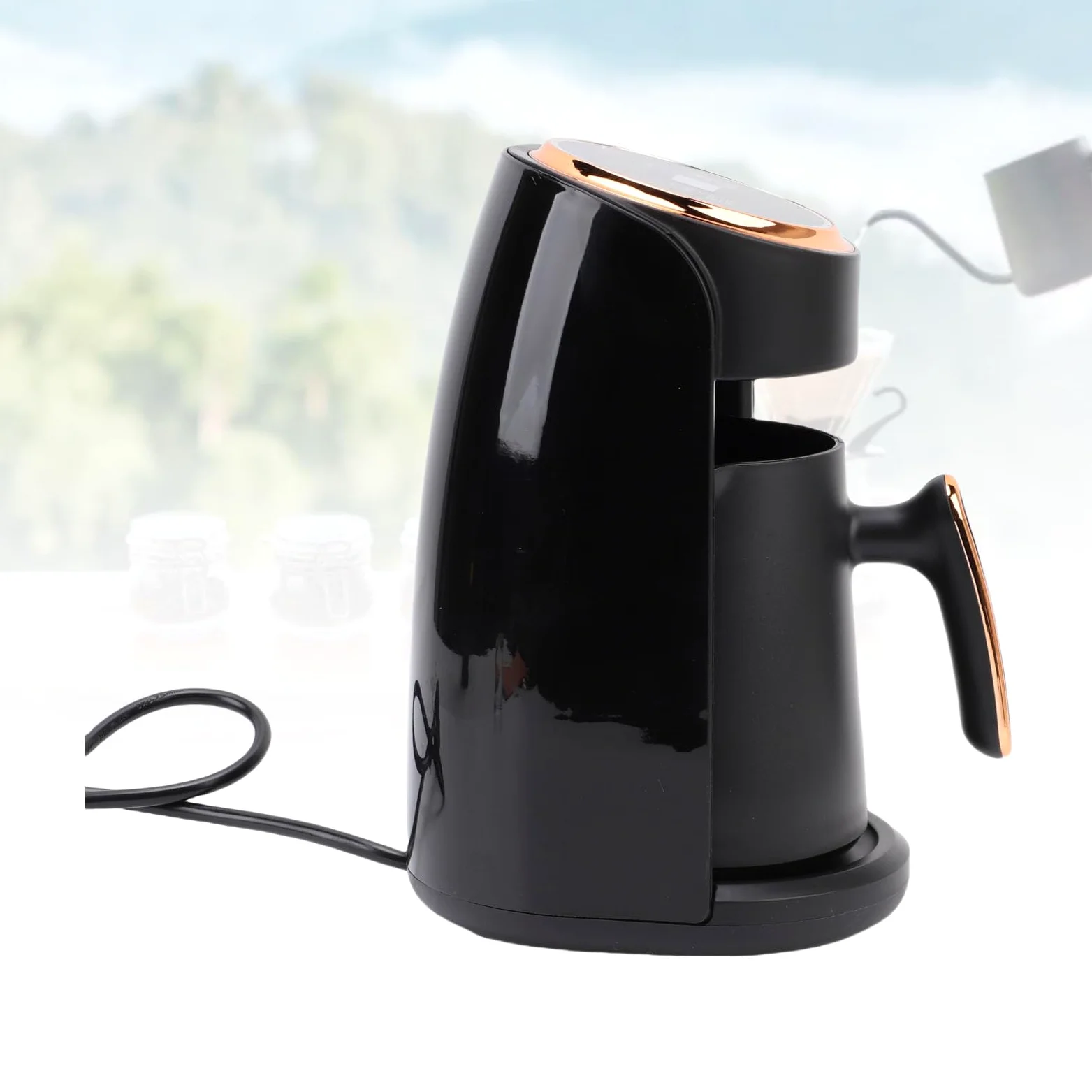 SIXRUN Cafetière Turque Électrique 600W, Machine à Café en Acier Inoxydable 300ml, Anti-débordement, Chauffage Rapide, pour Bureau et Maison