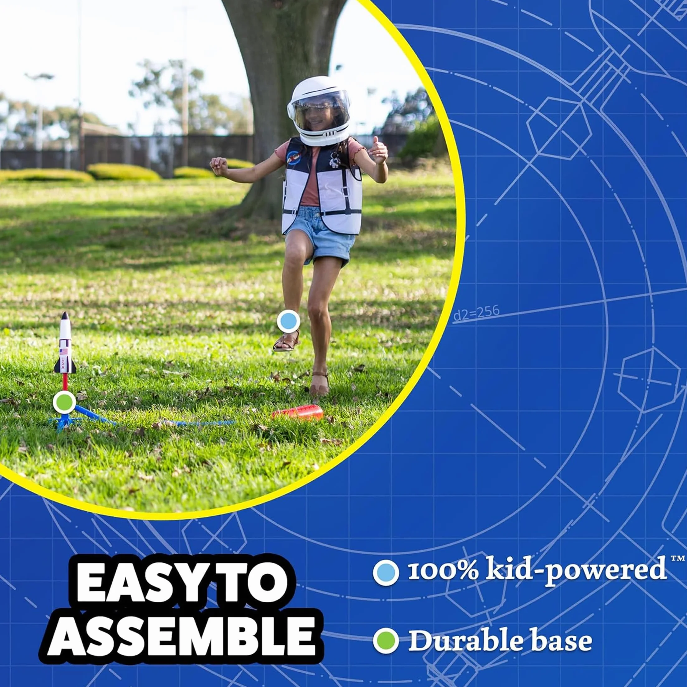 Stomp Rocket - Space Collection - 3 fusées pneumatiques en Mousse Souple : fusée SLS, fusée Saturne V, Navette Spatiale Atlantis - Lanceur et Tapis réglables - Cadeau STEM pour garçons et Filles à