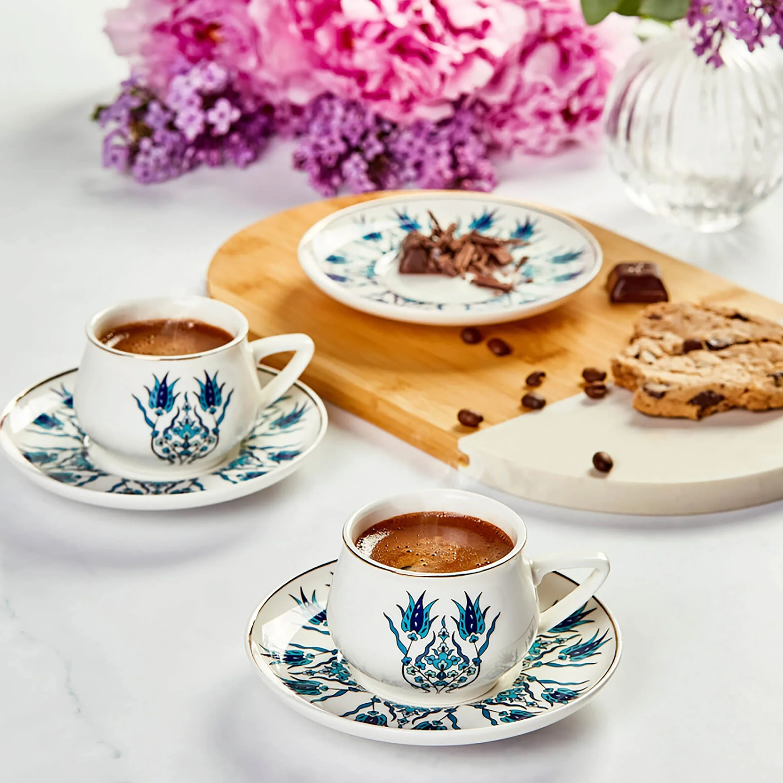 Karaca İznik New Form Ensemble de tasses à café 6 pièces, Service à Café Porcelaine, Tasses à Thé, Expresso, Latte Classique, Türk Kahve Fincanı, Café Turc