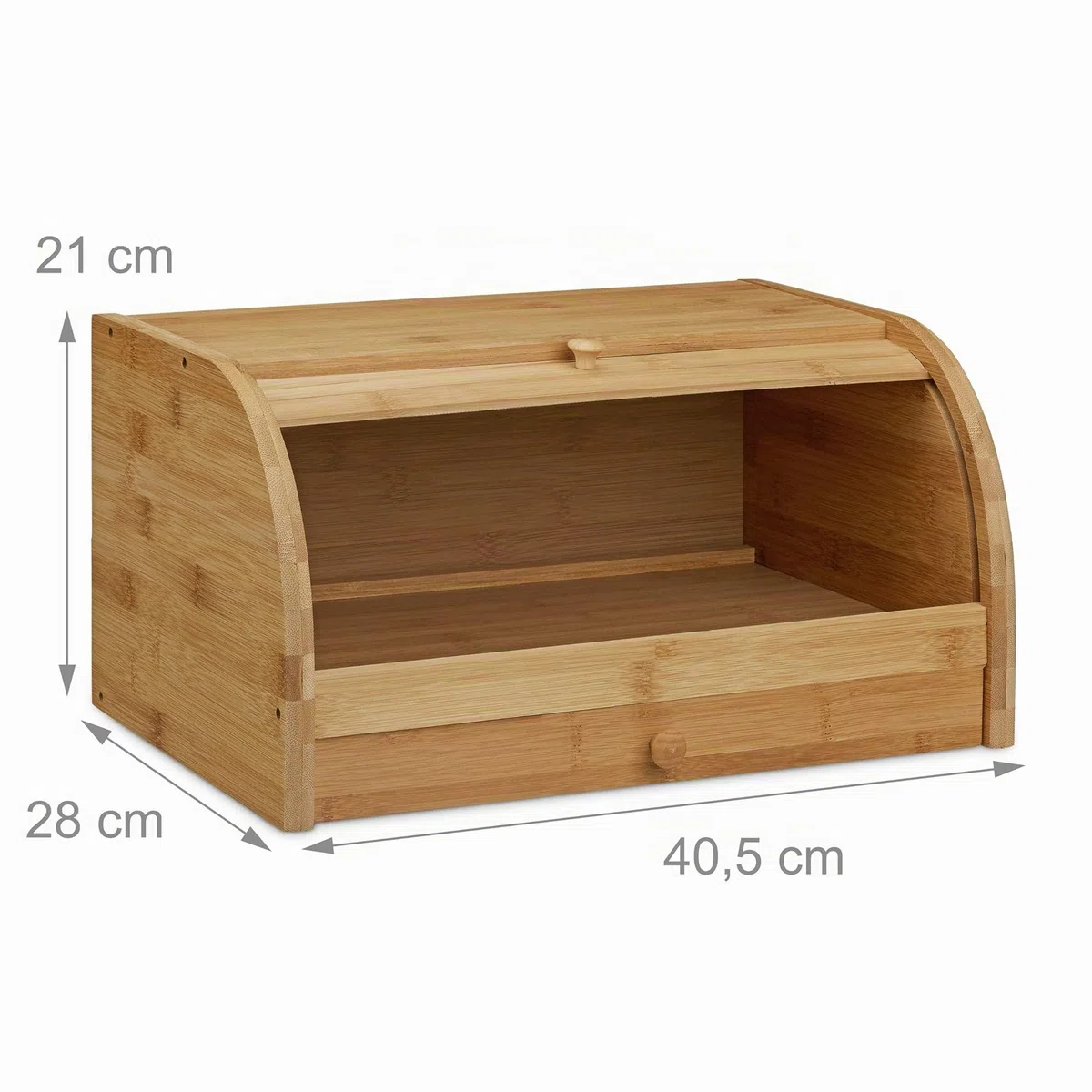 Relaxdays Boîte à pain tiroir couteau caisse à pain en bambou bois couvercle HxlxP: 21 x 40,5 x 28 cm, nature