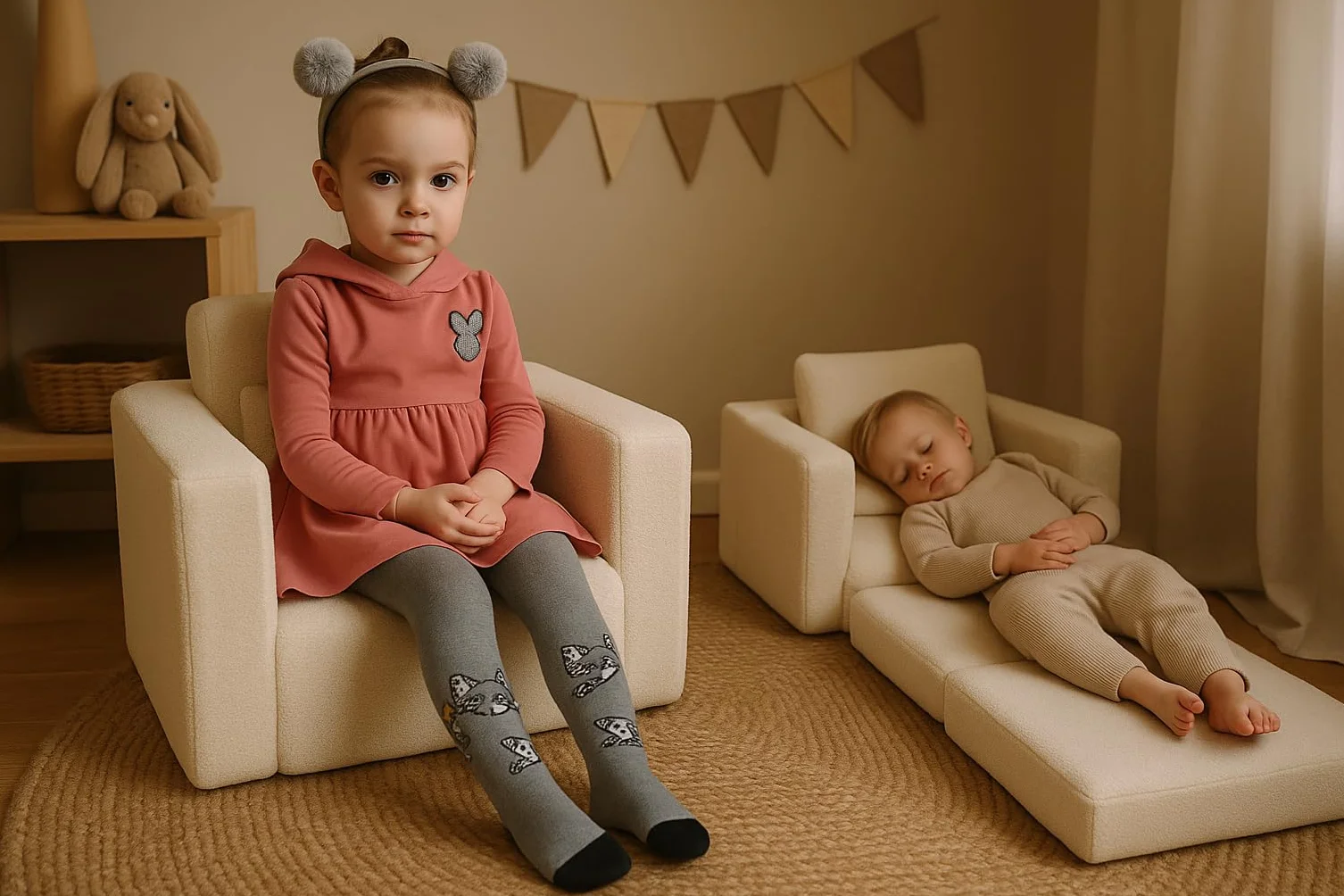 Odolplusz Fauteuil pour enfant pliable | Canapé pour enfant Mini-fauteuil Chaise pour enfant Fauteuil câlin | Mobilier pour enfant pour chambre d'enfant | (Teddy Graphite)