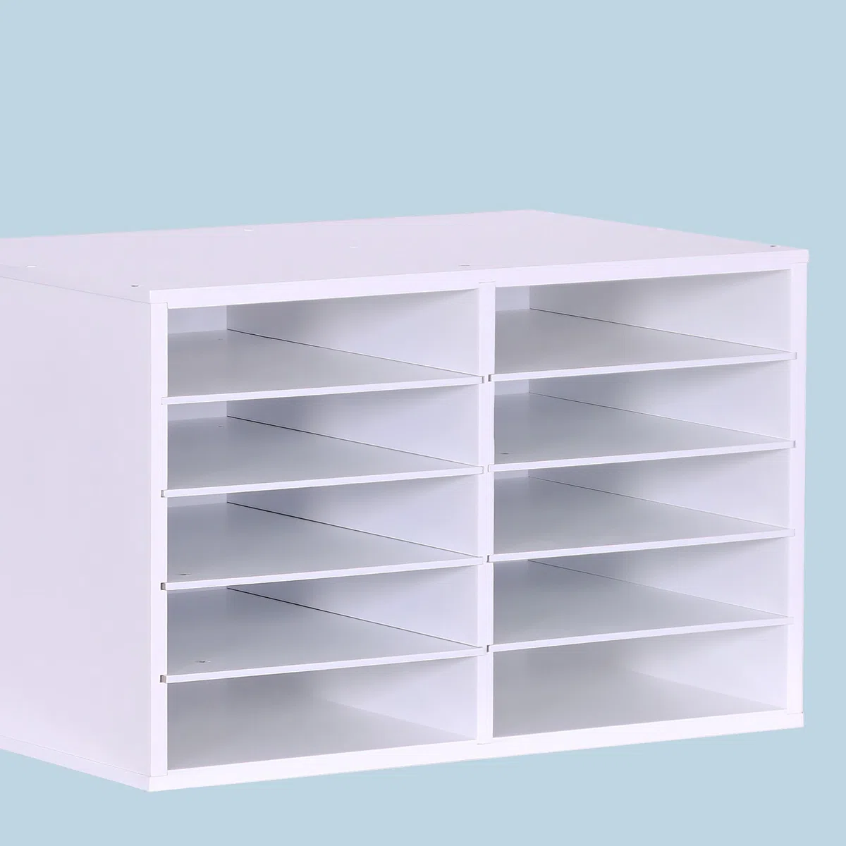Relaxdays Documentation en Bambou, A4, 10 Compartiments, Bureau, H x L x P 31 x 49 x 31 cm, Organiseur, Blanc