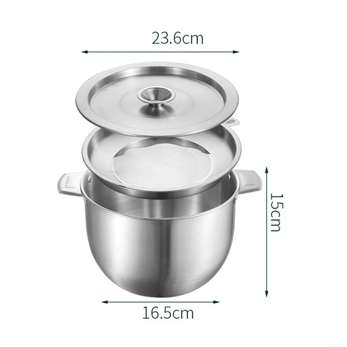 Whychstore Pot filtrant à huile en acier inoxydable avec couvercle, pot filtrant multifonction avec réservoir de stockage d'huile avec bol empilable (5,2 l)