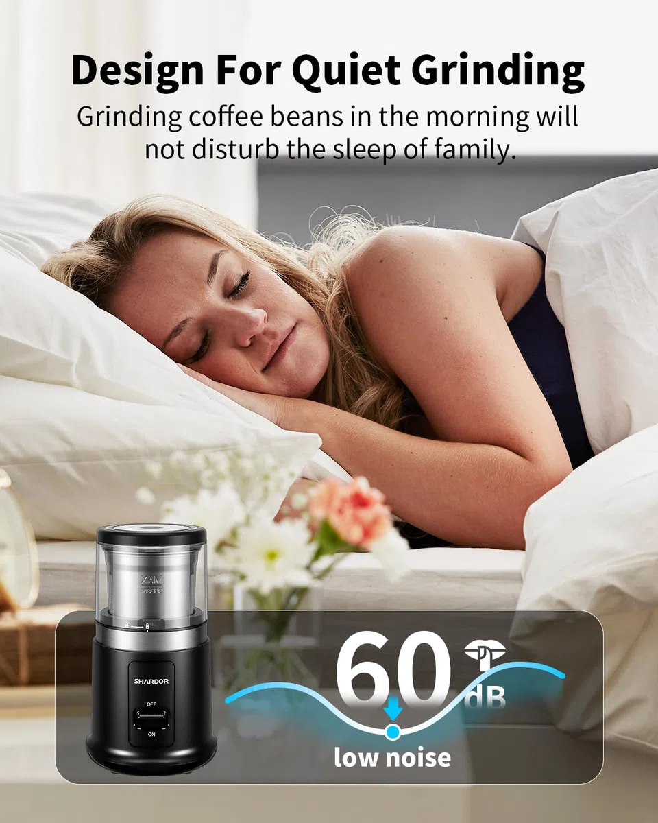 SHARDOR - Moulin à café électrique One Touch avec épices, herbes pour grains de café, épices et graines avec 1 bol amovible en acier inoxydable, broyeur sec, noir