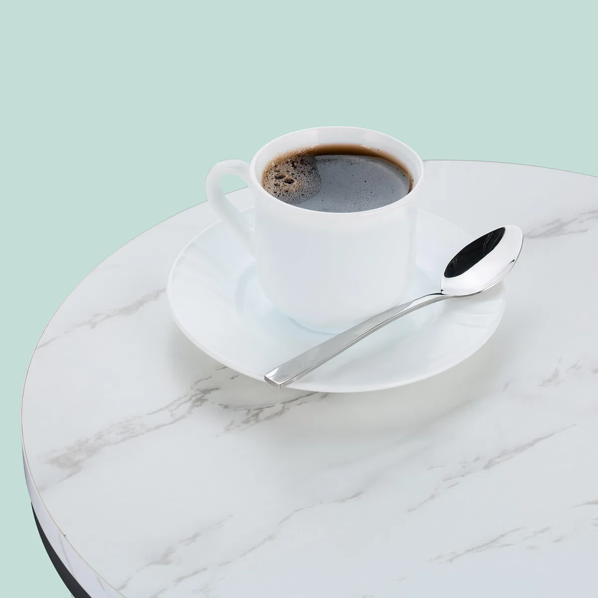 Relaxdays Table d'appoint, 2 Plateaux Aspect marbre, métal et MDF, H x D : 57 x 40 cm, pour Le Salon, Blanc et Noir