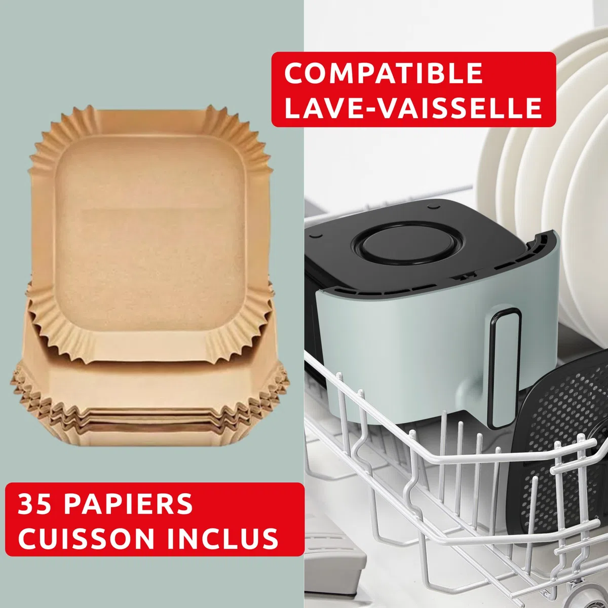 Moulinex Easy Fry POP EUCALYPTUS 5L, air fryer, Jusqu'à 6 personnes, 10 Programmes intuitifs, Ecran tactile digital, Gain de temps et d'énergie, EZ2454F0