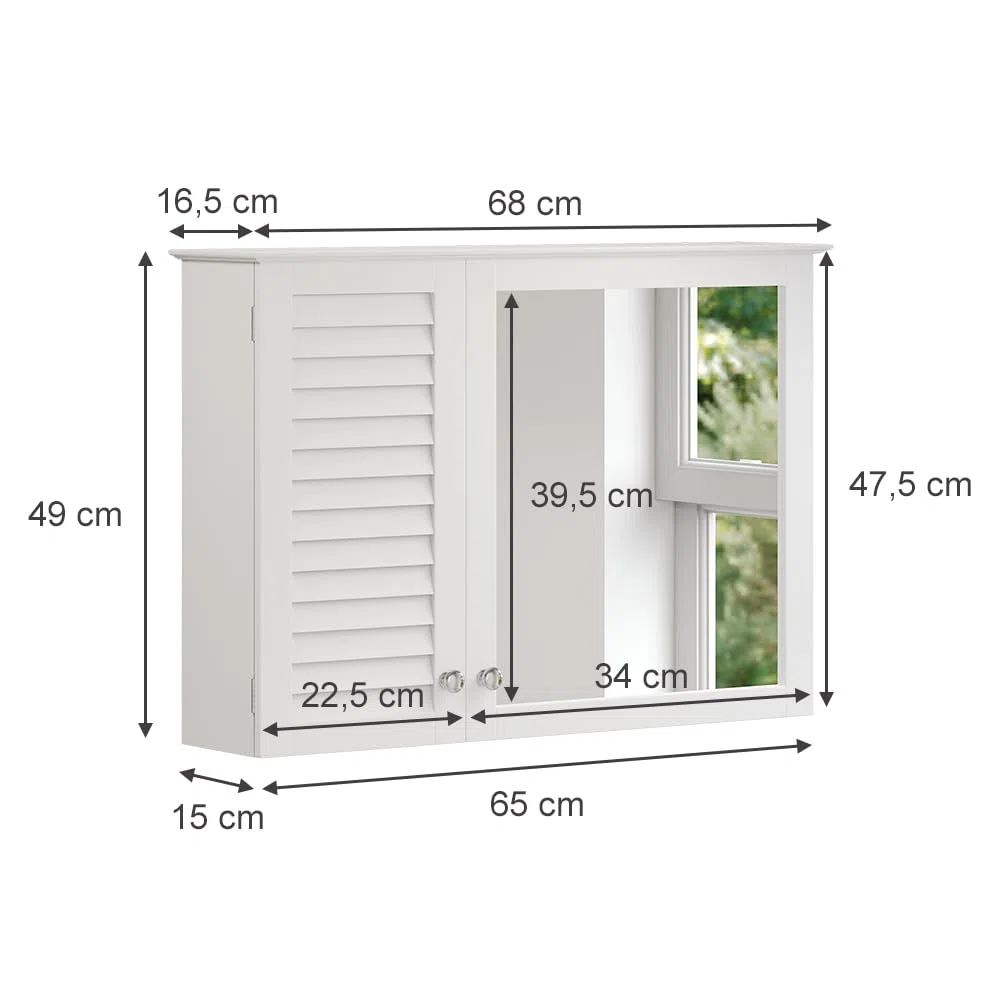 Vicco Armoire de Toilette Riad, Blanc, 68x48cm avec 2 Portes, pour Montage Mural pour Le Rangement des Accessoires de Salle de Bain
