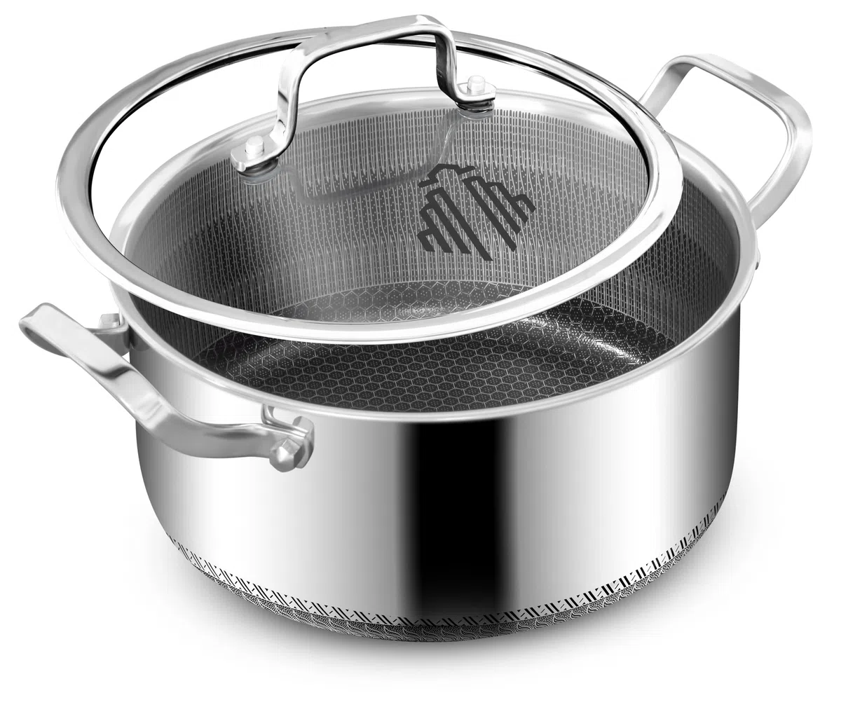 Casserole Inox Induction 24 cm 5 L Avec Couvercle En Verre – Faitout En Acier Inoxydable Antiadhésif Anti-Rayures Sans PFOA Compatible Tous Feux Et Four